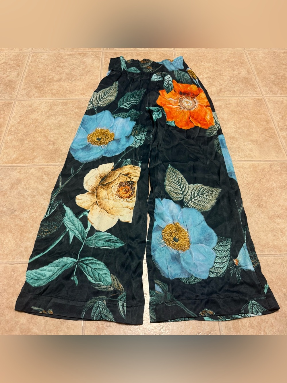 Anthropologie Maeve Saria Smocked Floral Blossom Lounge Wide-Leg Pants Size XS - Picture 3 of 5